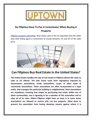 Do Filipinos Have To Pay A Commission When Buying A Property