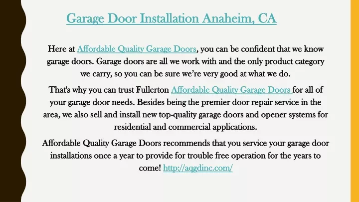 garage door installation anaheim ca