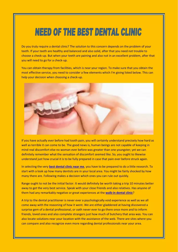 do you truly require a dental clinic the solution