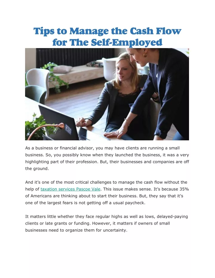 tips to manage the cash flow for the self employed