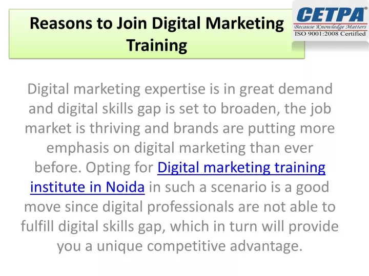 reasons to join digital marketing training