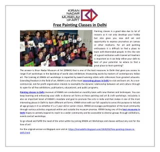 free painting classes in delhi