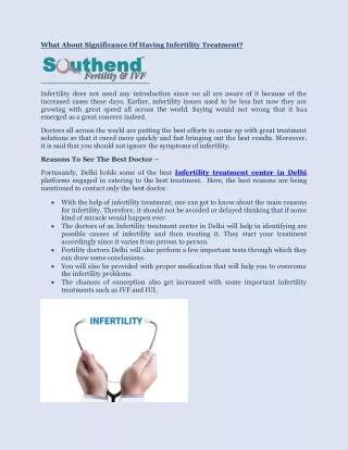 What About Significance Of Having Infertility Treatment?