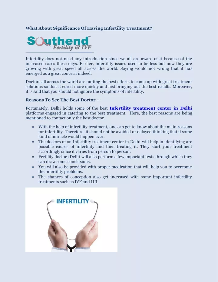 what about significance of having infertility