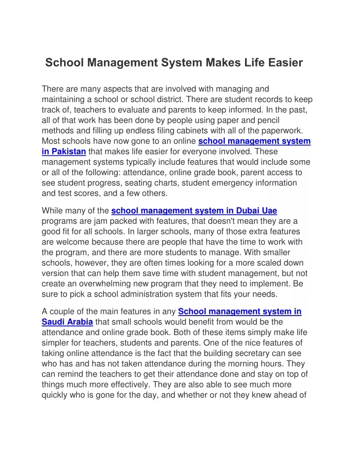 school management system makes life easier there