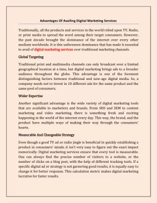 advantages of availing digital marketing services