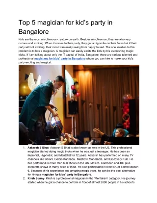 top 5 magician for kid s party in bangalore