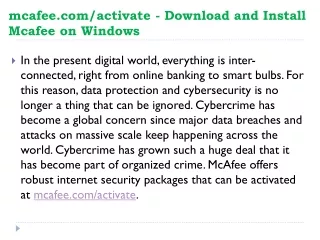 mcafee com activate download and install mcafee on windows
