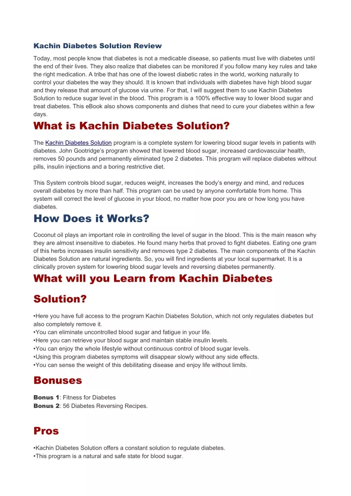 kachin diabetes solution review