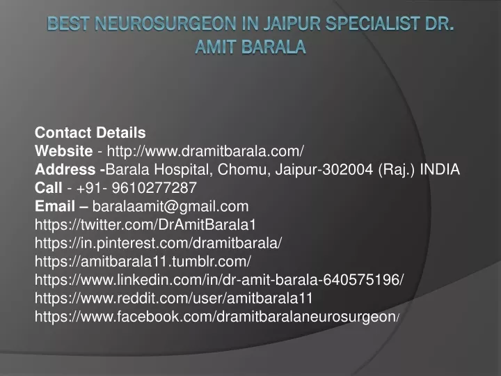 best neurosurgeon in jaipur specialist dr amit barala