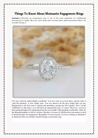 Things To Know About Moissanite Engagement Rings