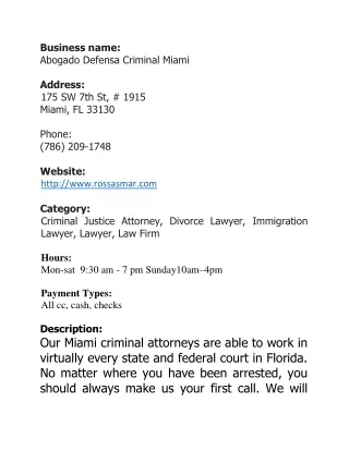 Abogado Defensa Criminal Miami