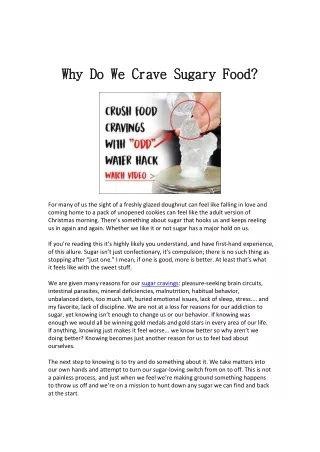 Why Do We Crave Sugary Food?