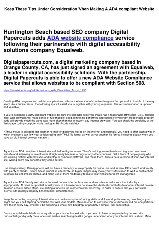 Keep The Following Tips Under Consideration When Building A ADA compliant Web Site