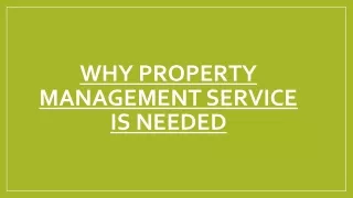 why property management service is needed