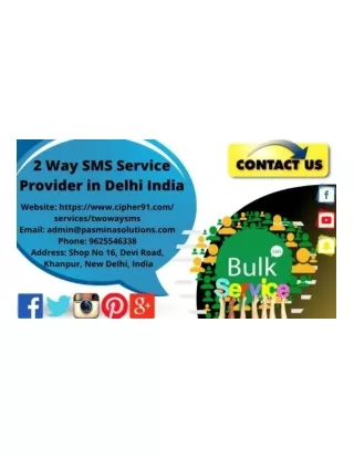 2 Way SMS Service Provider in Delhi India