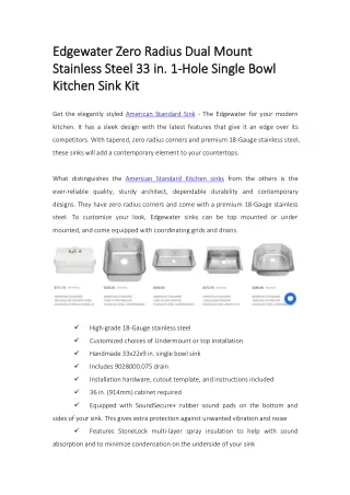 American Standard Kitchen Sinks https://www.kbauthority.com/shop-american-standard-kitchen-sinks/
