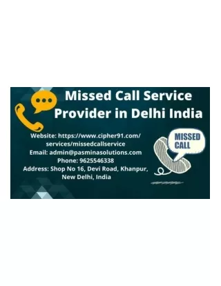 Missed Call Service Provider in Delhi India