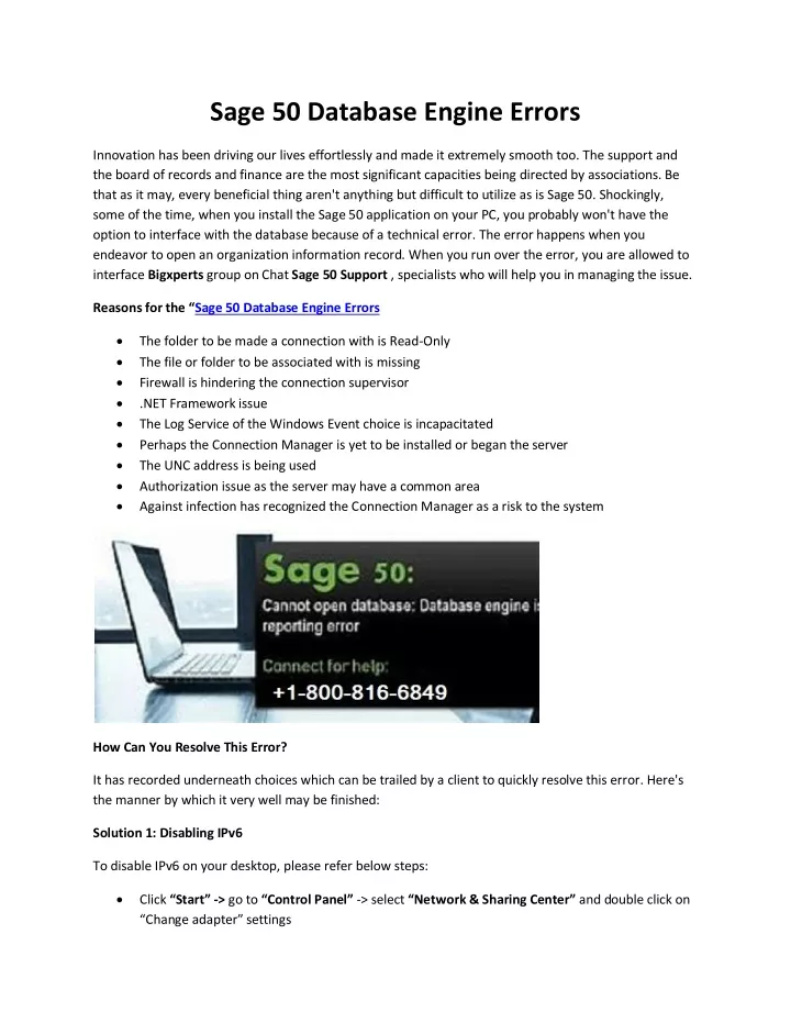 sage 50 database engine errors