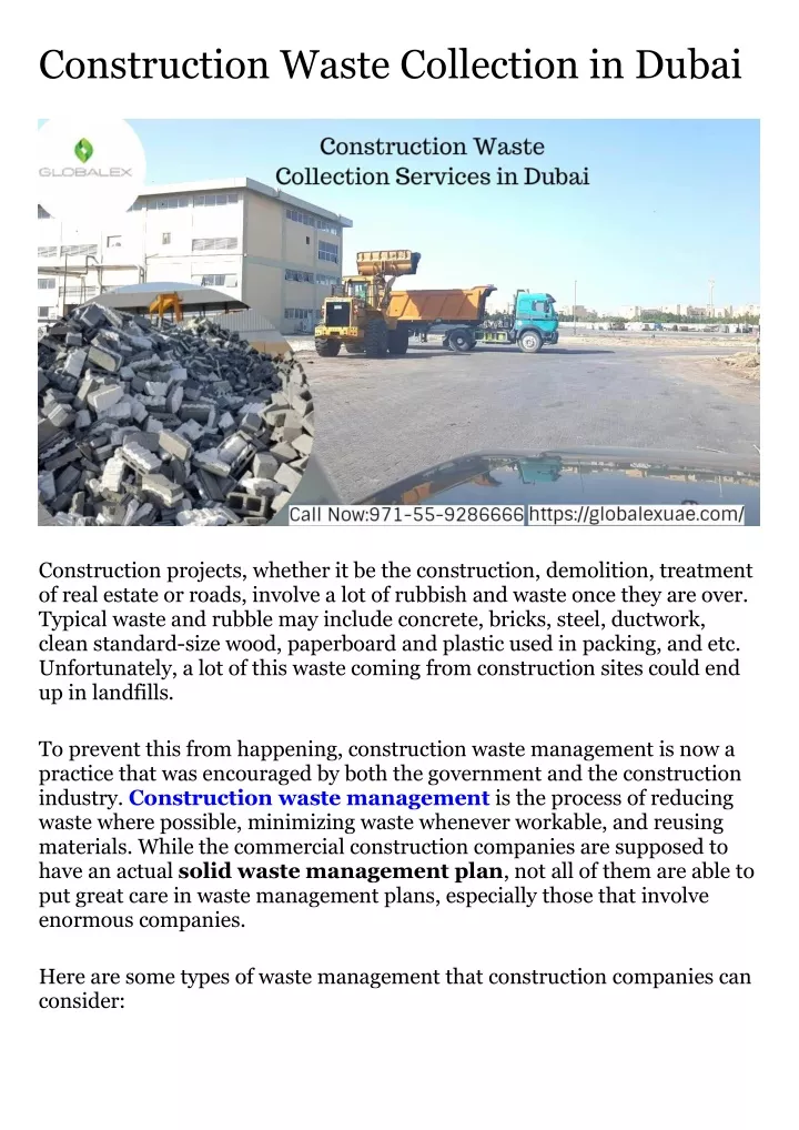 construction waste collection in dubai