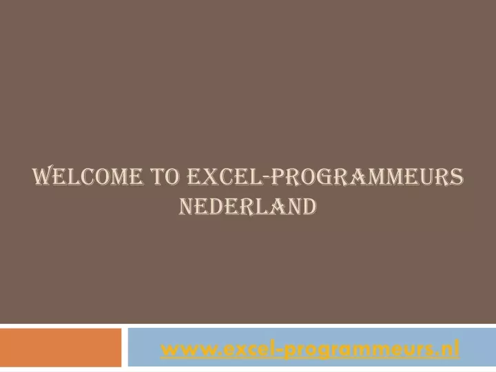 welcome to excel programmeurs nederland