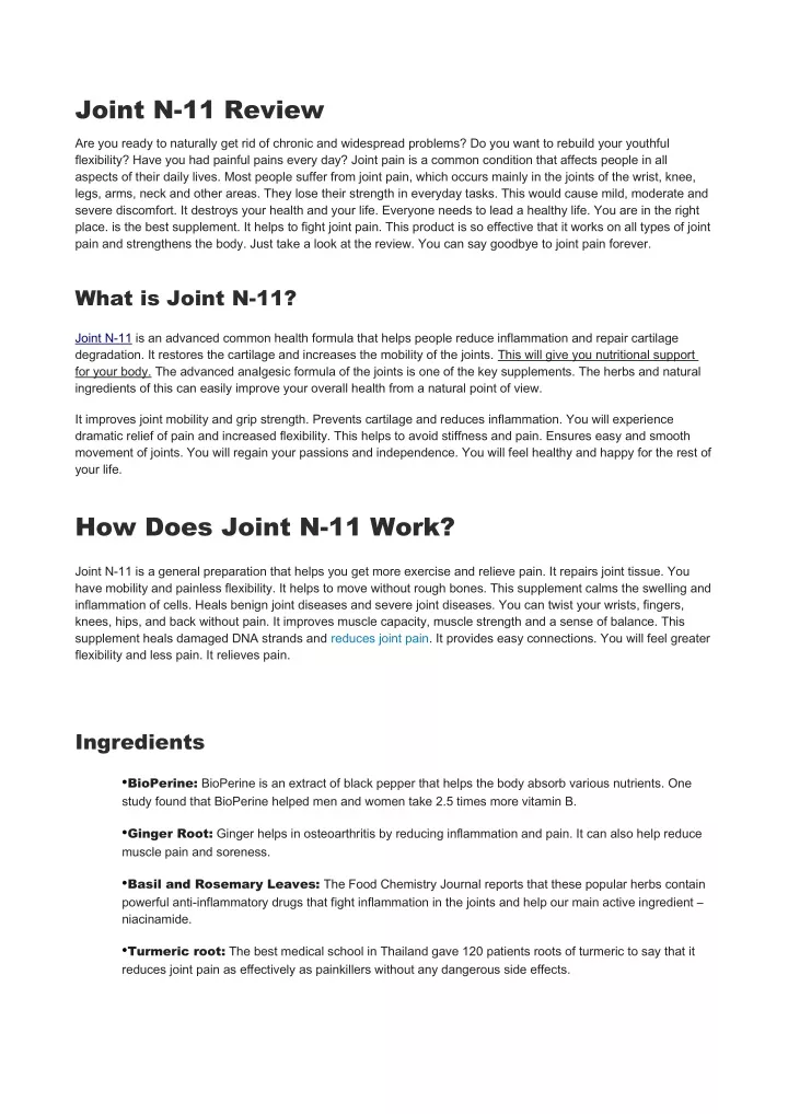 joint n 11 review
