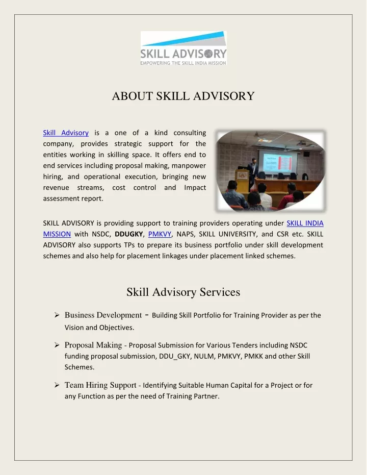 about skill advisory