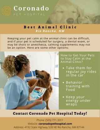 Keep Your Pets Calm at the Animal Clinic | Coronado Pet Hospital