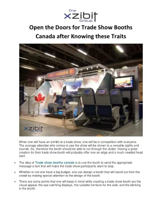 Open the Doors for Trade Show Booths Canada after Knowing these Traits