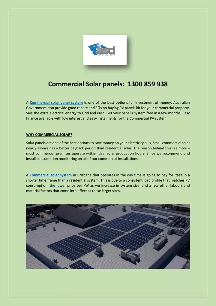 commercial solar panels 1300 859 938