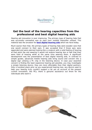 Get the best of the hearing capacities from the professional and best digital hearing aids