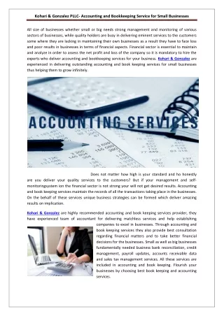 Kohari & Gonzalez PLLC- Accounting and Bookkeeping Service for Small Businesses