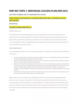 dnp 835 topic 1 individual success plan isp gcu