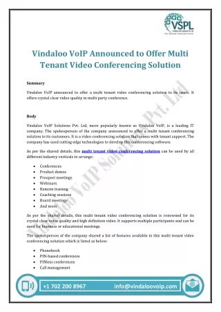 vindaloo voip announced to offer multi tenant