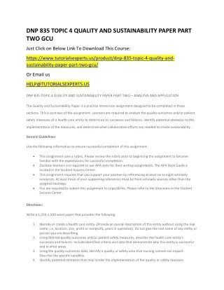 dnp 835 topic 4 quality and sustainability paper