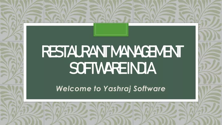 restaurant management software india