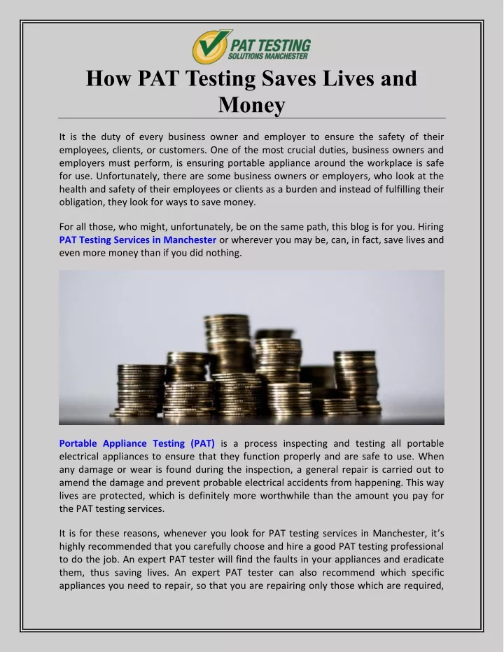 how pat testing saves lives and money