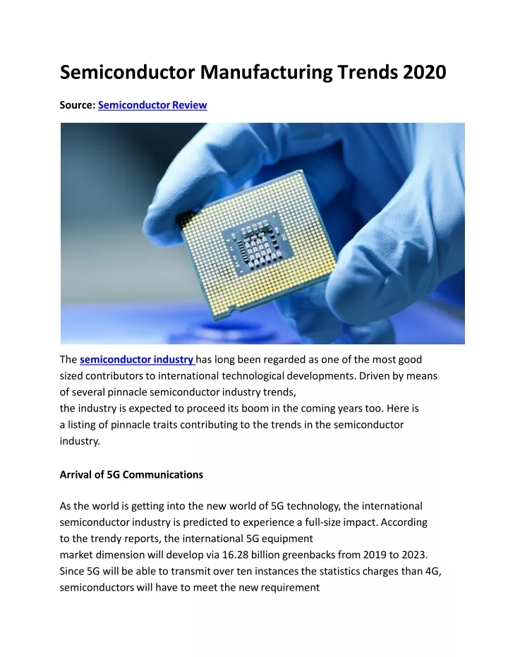 semiconductor manufacturing trends 2020