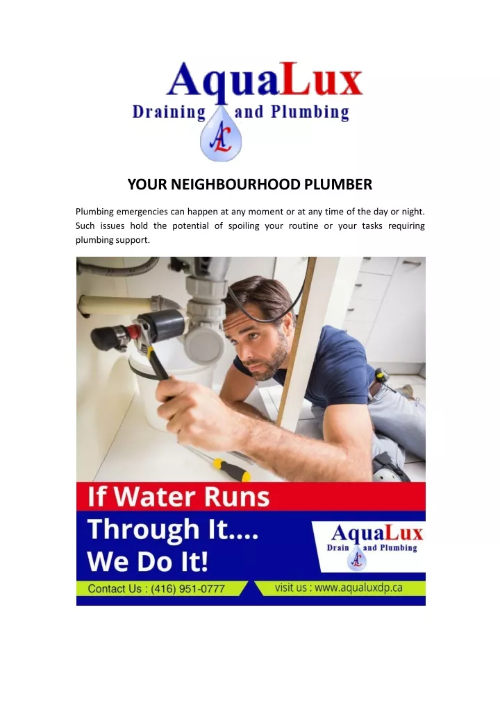 your neighbourhood plumber plumbing emergencies