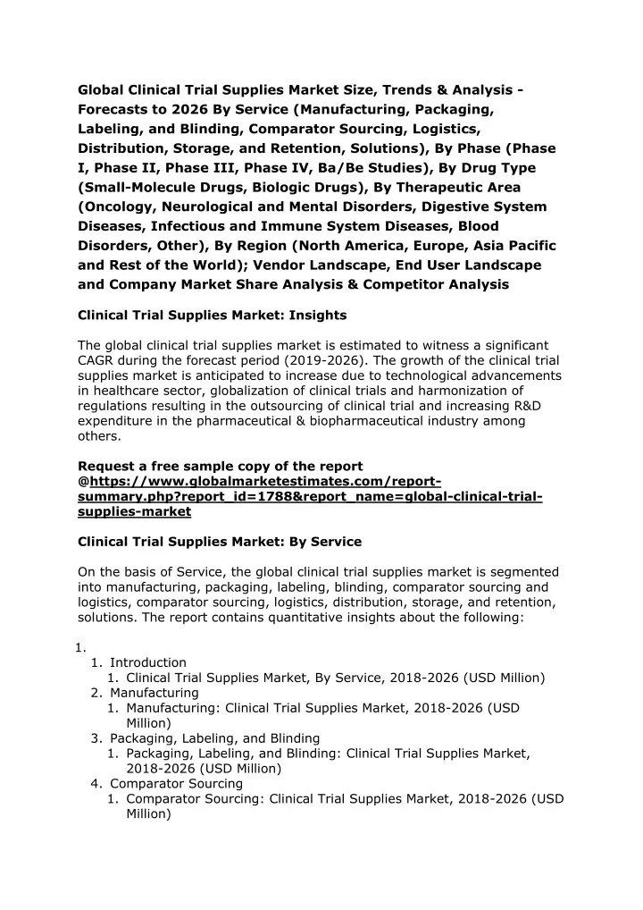 global clinical trial supplies market size trends