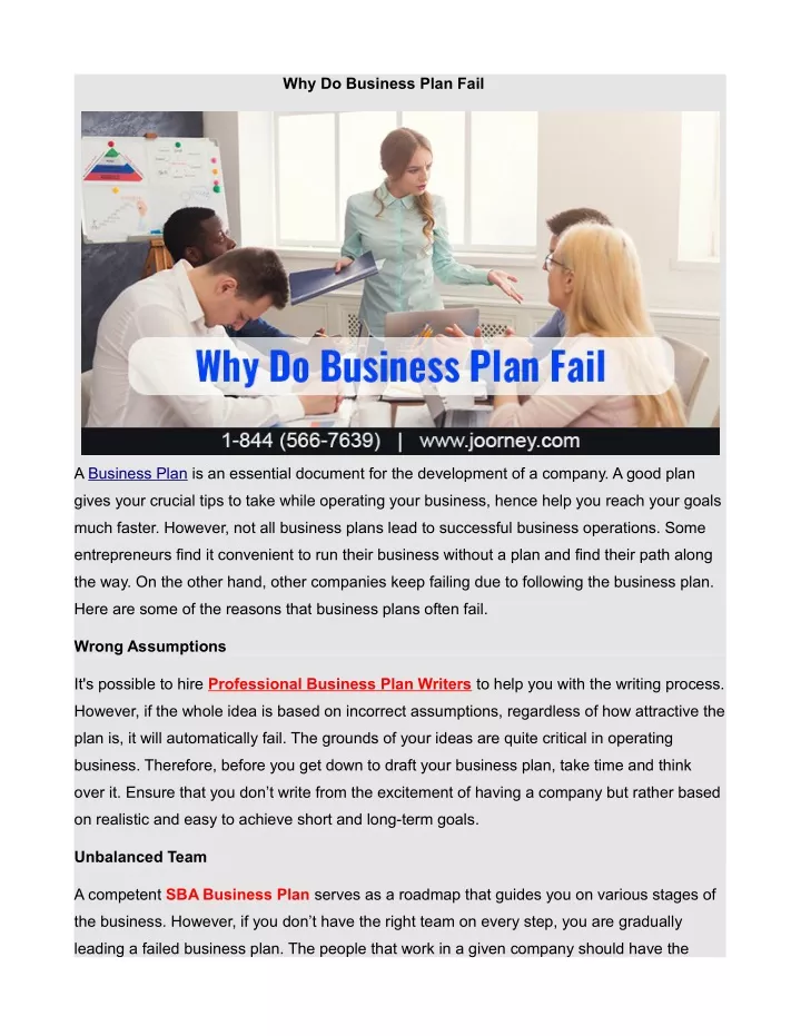 why do business plan fail