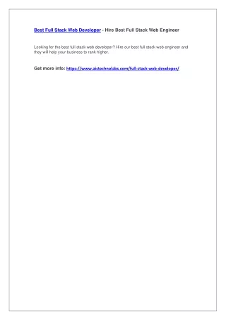 best full stack web developer hire best full