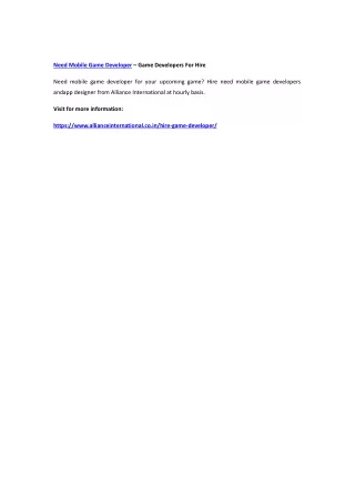 need mobile game developer game developers