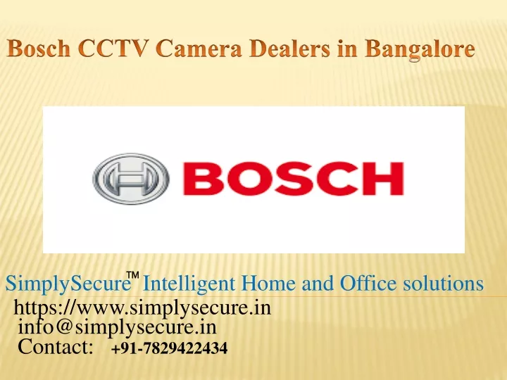 bosch cctv c amera dealers in bangalore