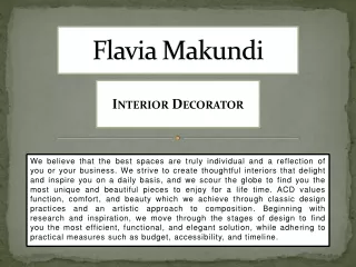 Flavia Makundi - Interior Design Consulting