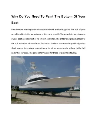 Why Do You Need To Paint The Bottom Of Your Boat