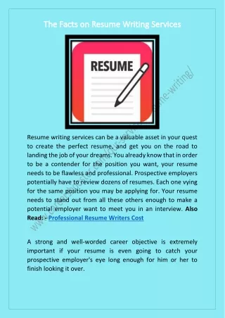 The Facts on Resume Writing Services