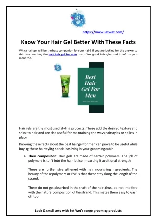 Know Your Hair Gel Better With These Facts