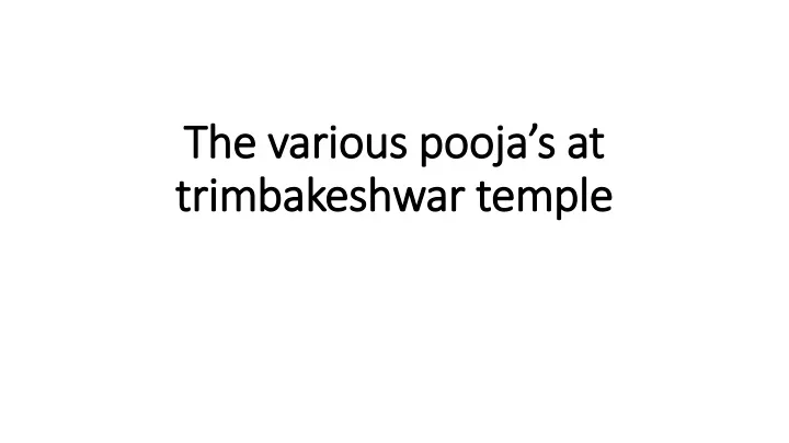 the various pooja s at trimbakeshwar temple