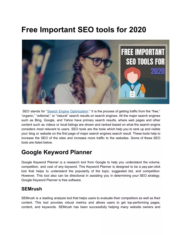 free important seo tools for 2020